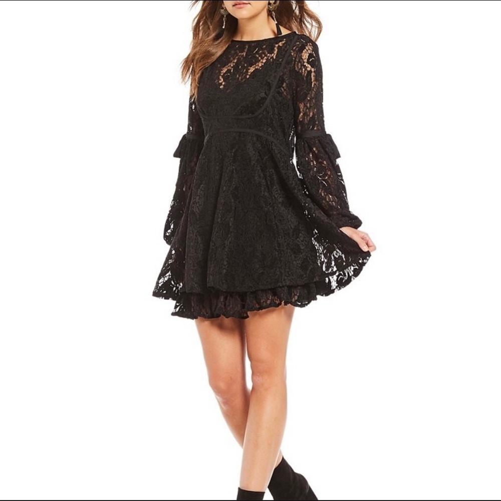 NWT Free People Black Lace Dress